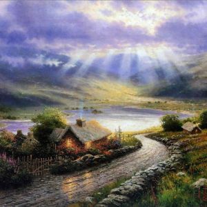 Ruhige Landschaft mit Häuschen
