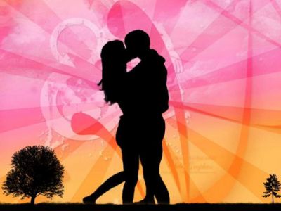 Romantische Silhouette Kuss