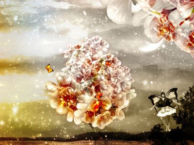 Fantastische Blumenlandschaft