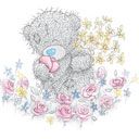 Süßer Teddybär mit Blumen