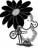 Niedliches Schaf mit Blume