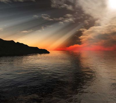 Beeindruckender Sonnenuntergang über dem Ozean