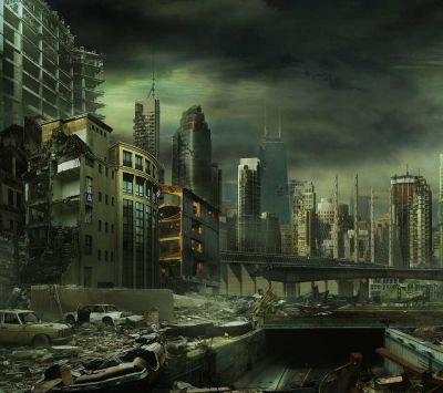 Dystopische Stadtlandschaft