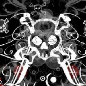 Kunst von Totenkopf und Kreuzknochen