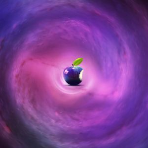 Kosmisches Apfel im Lila Wirbel