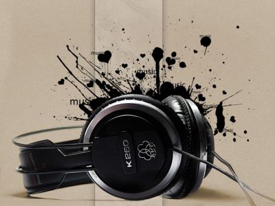 Stylische Kopfhörer mit Musik-Spritzern