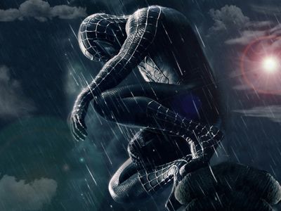 Spider-Man im Regen