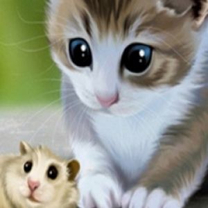 Niedliche Katze und Hamster