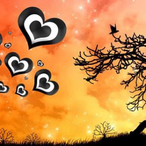 Romantische Silhouette mit Herzen