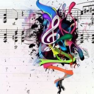 Bunte Musiknoten Kunst