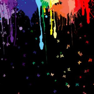 Bunte Farbspritzer mit Schmetterlingen