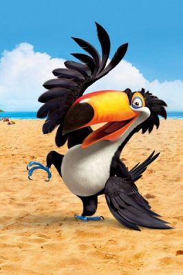 Animierter Tukan am Strand