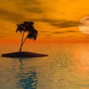 Ruhe auf der Insel bei Sonnenuntergang