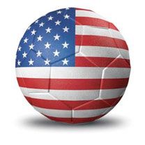 Fußball mit amerikanischer Flagge