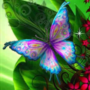 Bunter Schmetterling auf Grünen Blättern