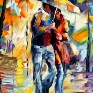 Romantisches Paar Unter dem Regenschirm