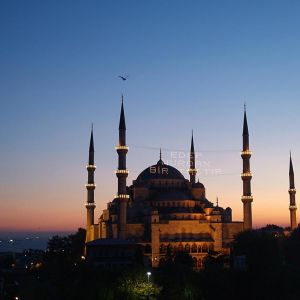 Sultan-Ahmed-Moschee bei Sonnenuntergang