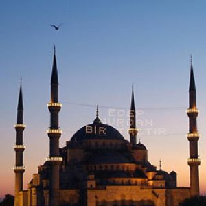 Sultan-Ahmed-Moschee bei Sonnenuntergang