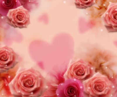 Romantische Rosen und Herzen