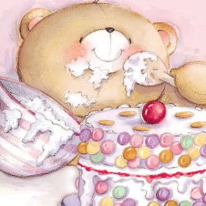 Süßer Bär mit Kuchen