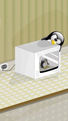 Pinguin in der Mikrowelle