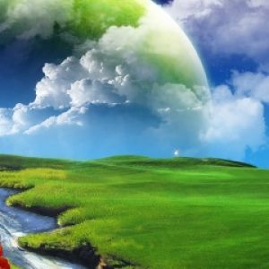 Fantastische Landschaft mit Mond