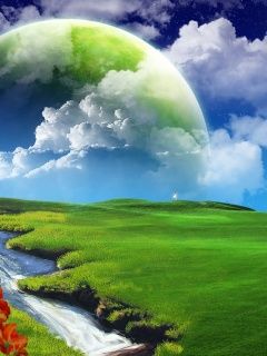 Fantastische Landschaft mit Mond