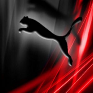 Puma-Logo auf rotem Hintergrund