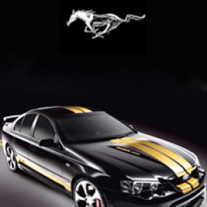 Schwarzer und Goldener Ford Mustang