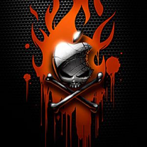 Design von Totenkopf und Flammen Apple