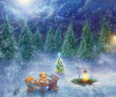 Wintertiere Feiern Weihnachten