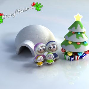 Niedliche Weihnachtsfamilien-Szene