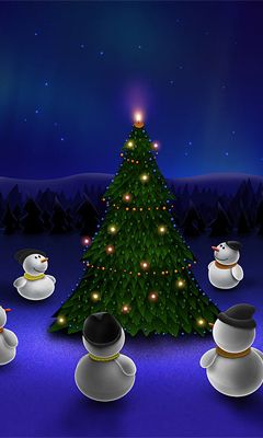 Niedliche Schneemänner Um Den Weihnachtsbaum