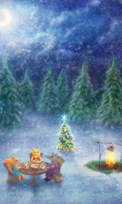 Winterliche Tierweihnachtsfeier