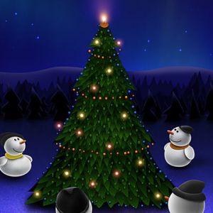 Schneemänner am Weihnachtsbaum