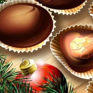 Weihnachtspralinen und Dekorationen