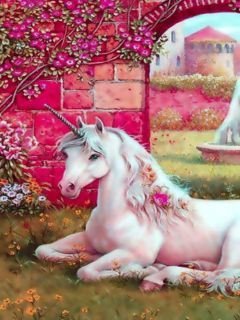 Magisches Einhorn im Blühenden Garten
