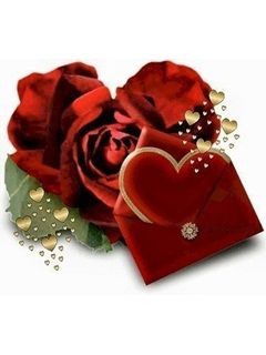 Rote Rose und Herzumschlag