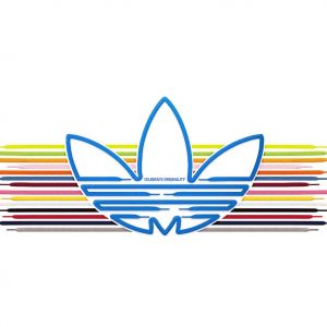 Adidas-Logo mit bunten Streifen