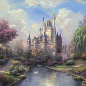 Fantastisches Schloss mit Regenbogen