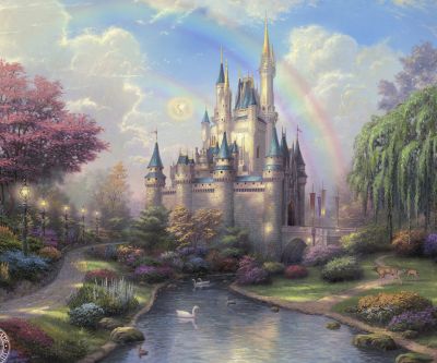 Fantastisches Schloss mit Regenbogen