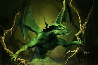 Grüner Drache Fantasie Kunst