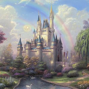 Fantastisches Schloss mit Regenbogen