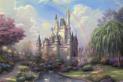 Fantastisches Schloss mit Regenbogen