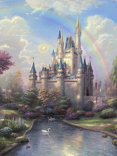 Fantastisches Schloss mit Regenbogen