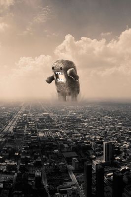 Riesiges Monster Über Der Stadt