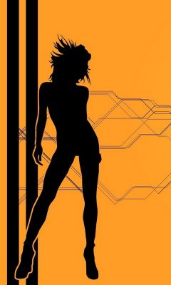 Silhouette Mädchen auf Orange Hintergrund