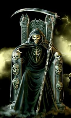 Grim Reaper Kunst auf dem Thron