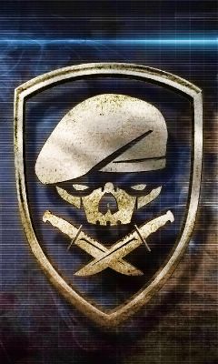 Emblem von Totenkopf und gekreuzten Knochen