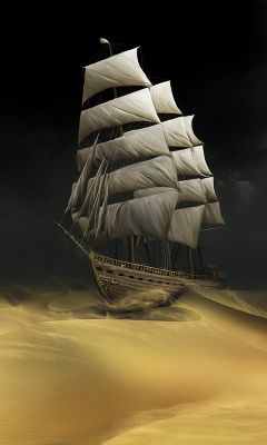 Fantastisches Schiff in der Wüste